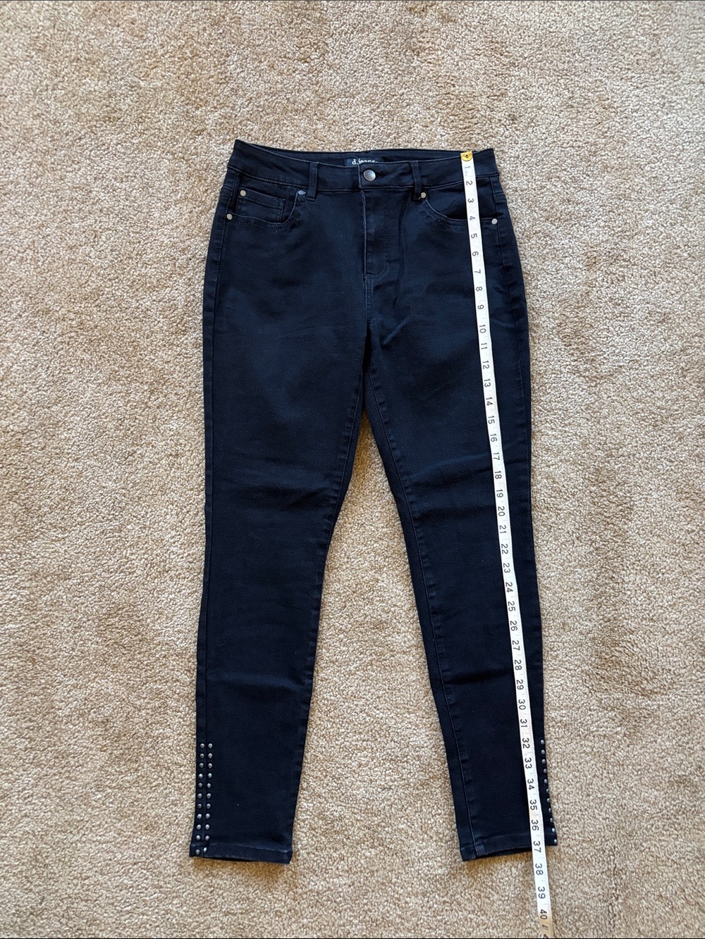 d. jeans Black Skinny Jeans with Hem Stud Accents